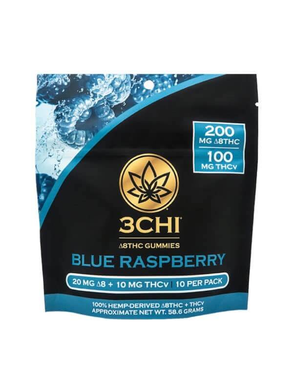 3chi Delta Gummies | D8 + Thcv | 300 Mg | 10ct | Blue Raspberry
