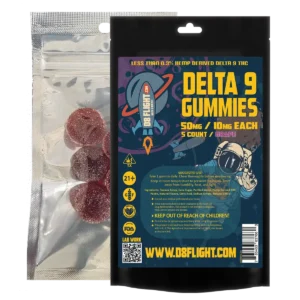 D8 Flight | Delta 9 Gummies | 50mg | 10mg each | 5count Bag